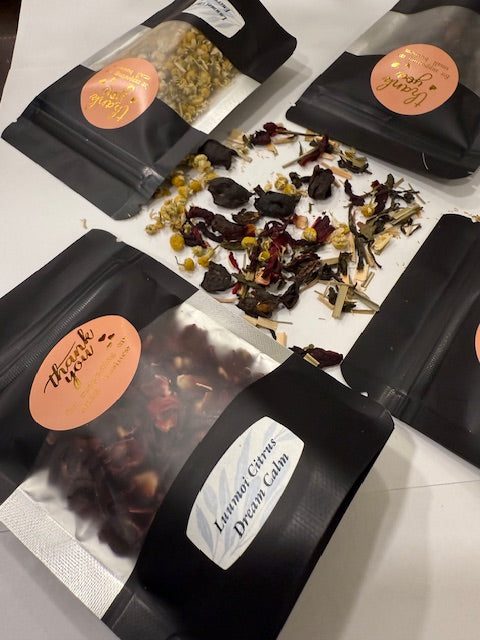 Luumoi Tea Sampler.  Mix and Match 4 pouches .  grounded . Get 1 extra tea pouch for free .