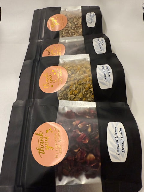 Luumoi Tea Sampler. Mix and Match 4 pouches . full leave and whole not grounded . Get 1 extra tea pouch for free .